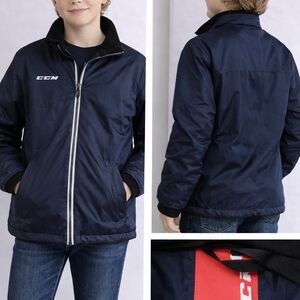 CCM Kids Navy Blue Puffer Jacket with White Zipper